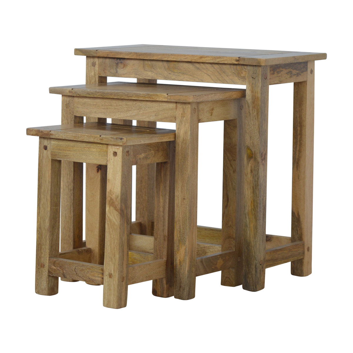 Solid Wood Stool Set of 3 Footstool