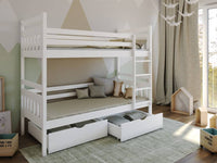 Adas Single (3ft) Solid Pine Bunk Bed with 2 Storage Drawers