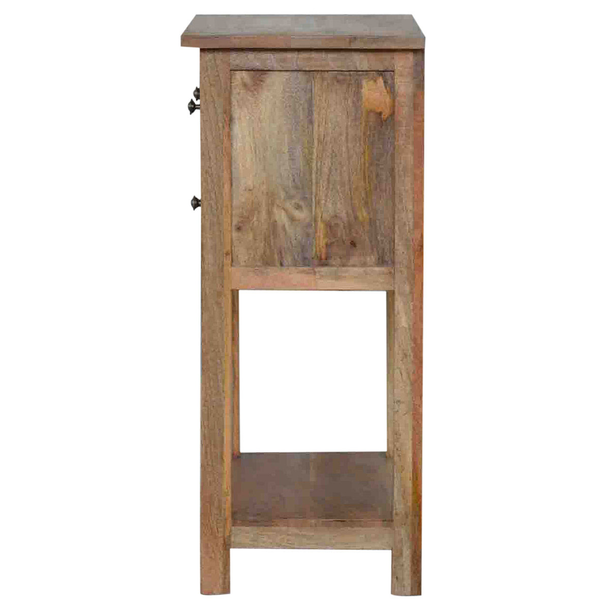 Country Style Telephone Table Accent Piece | Oak-Ish Solid Mango Wood
