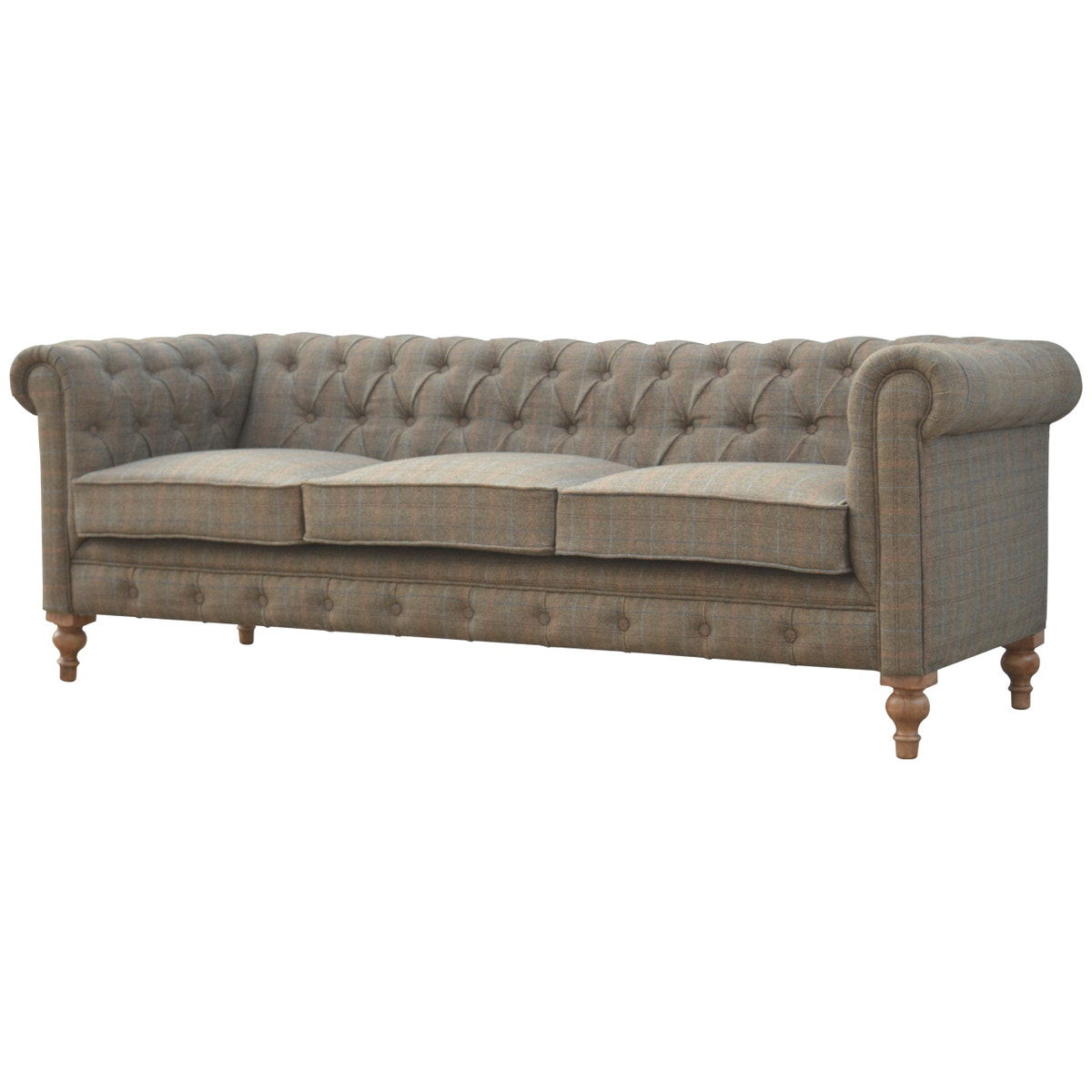 Multi Tweed 3 Seat Chesterfield Chest of Drawers