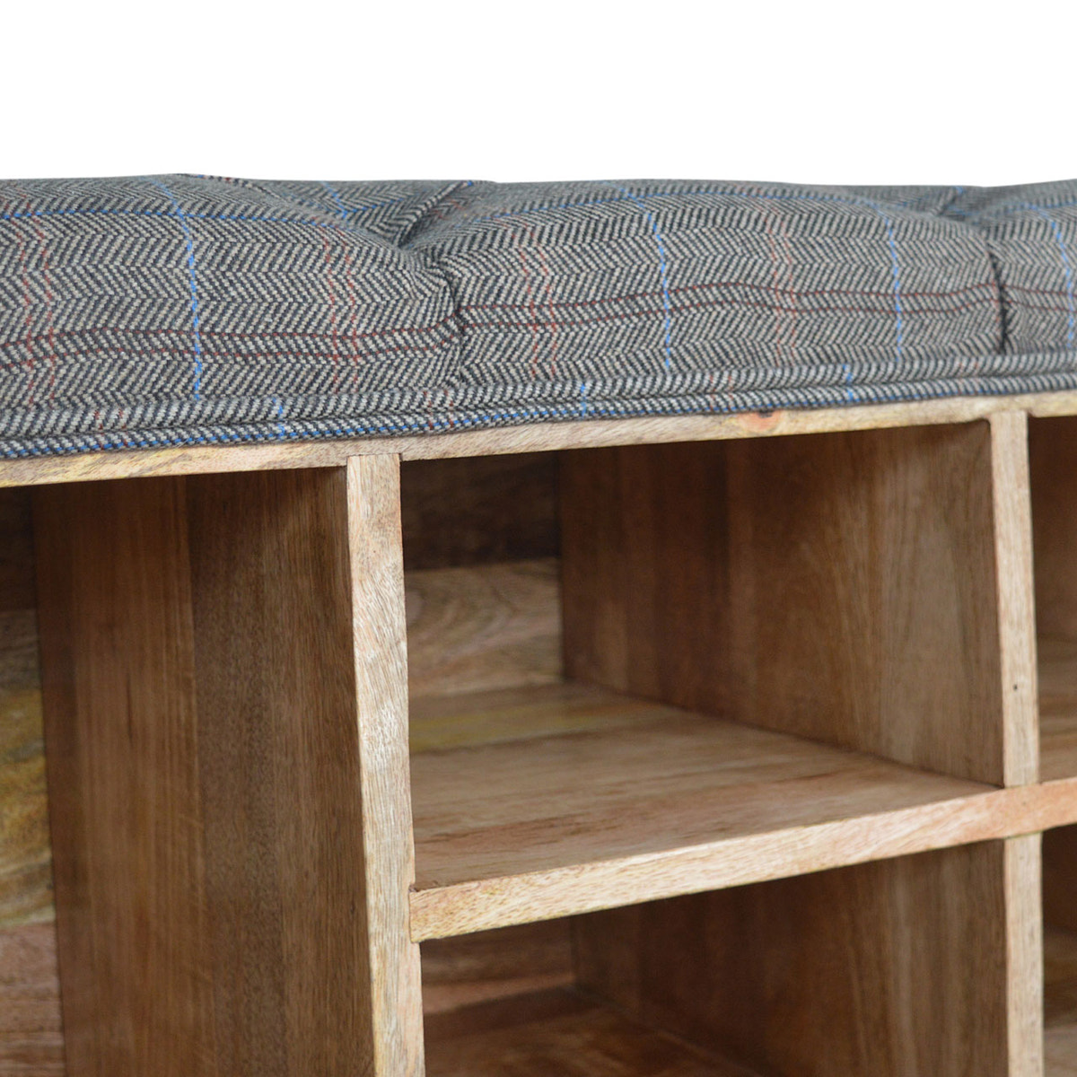 Multi Tweed Open Shoe Storage Bench | Hidden Storage