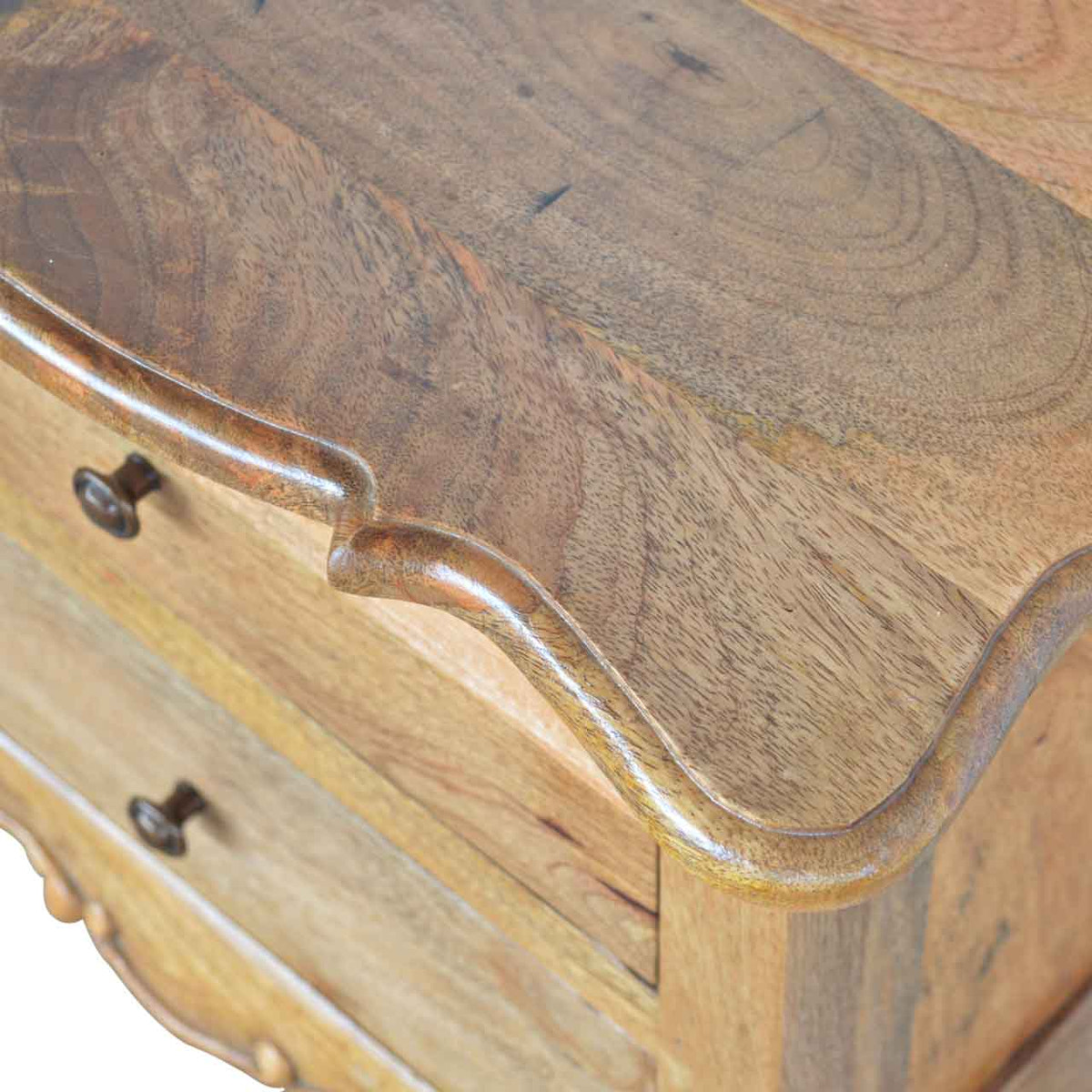 Bedside with Cabriole Legs Bedside Table | Oak Mango Wood Hand-Carved