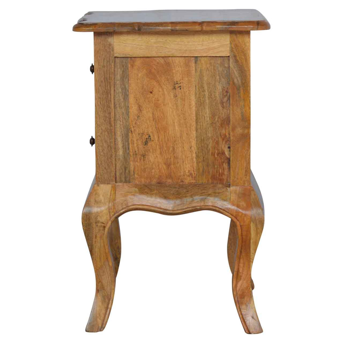 Bedside with Cabriole Legs Bedside Table | Oak Mango Wood Hand-Carved