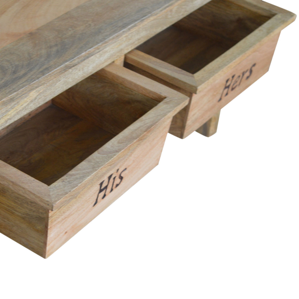 His & Hers Carved Storage Bench | Hand-Carved