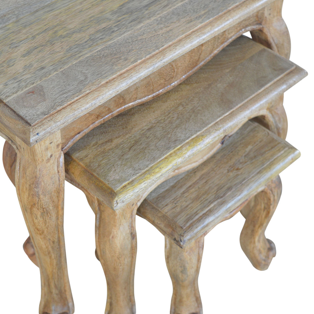 French Style Nesting Stools Footstool | Oak-Ish Mango Wood