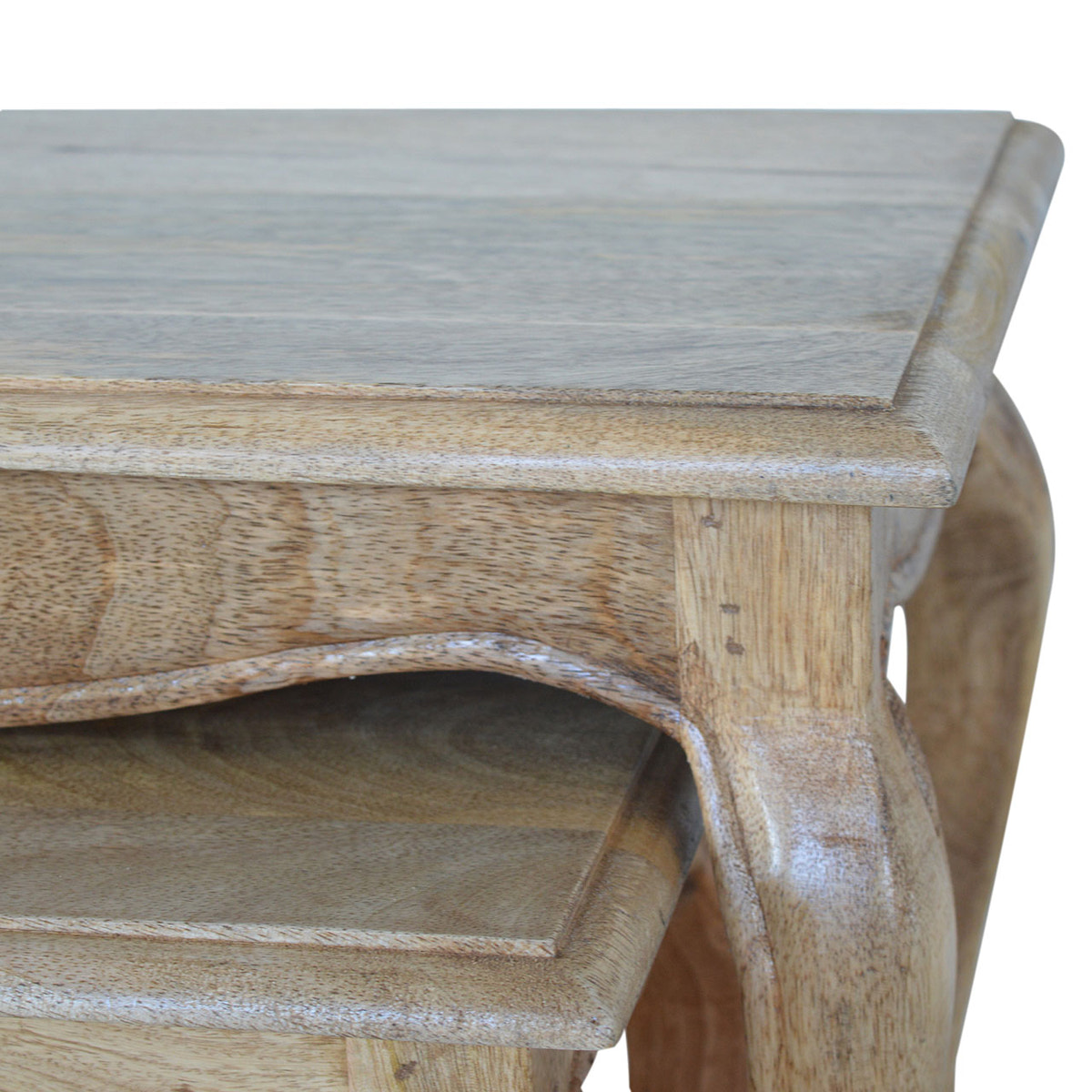 French Style Nesting Stools Footstool | Oak-Ish Mango Wood