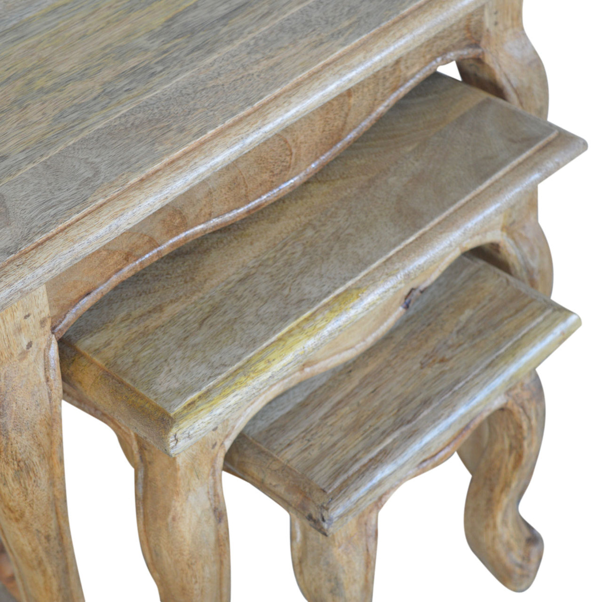 French Style Nesting Stools Footstool | Oak-Ish Mango Wood
