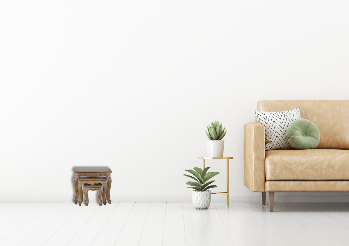 French Style Nesting Stools Footstool | Oak-Ish Mango Wood