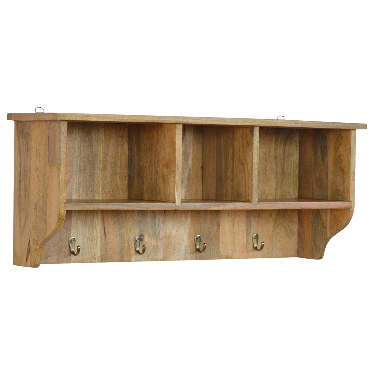 Floating Coat Rack with 3 Shelves Accent Piece