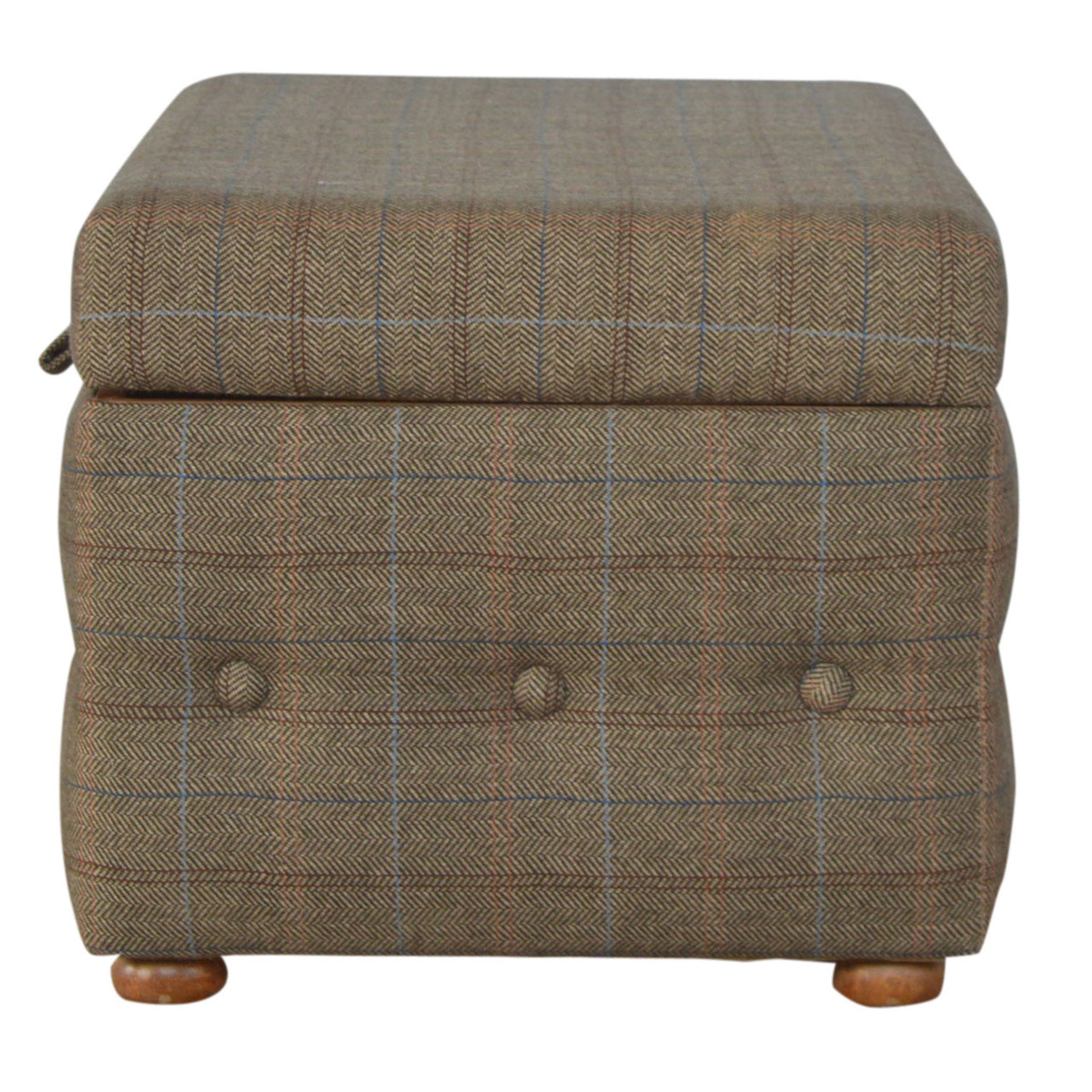 Multi Tweed Button Fooststool Footstool
