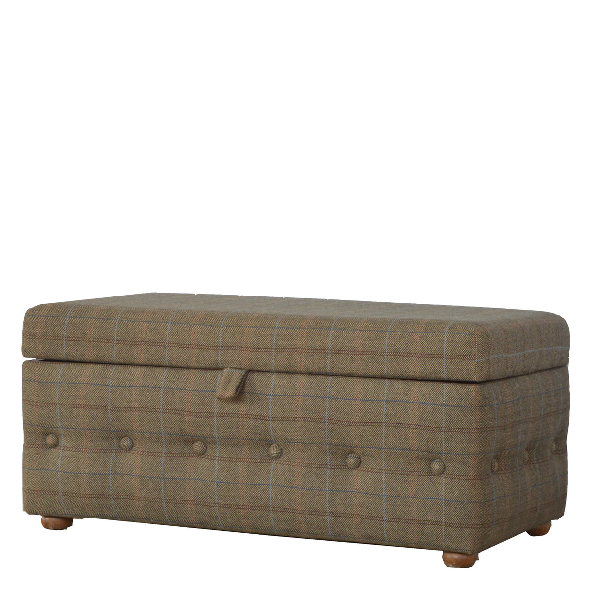 Multi Tweed Button Fooststool Footstool