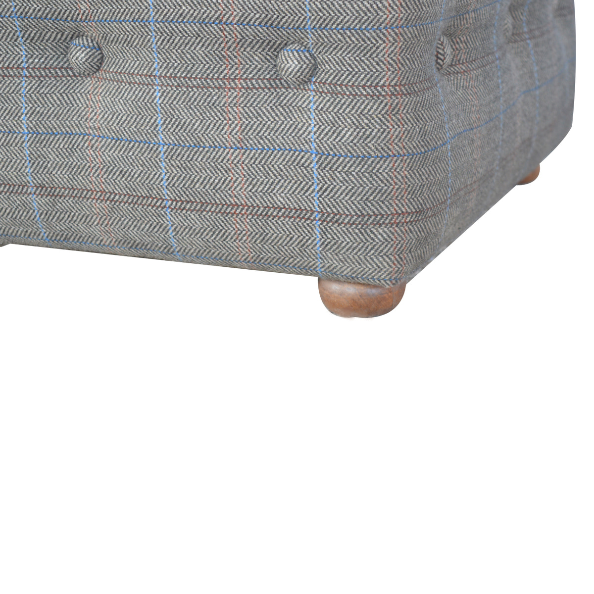 Multi Tweed Button Fooststool Footstool