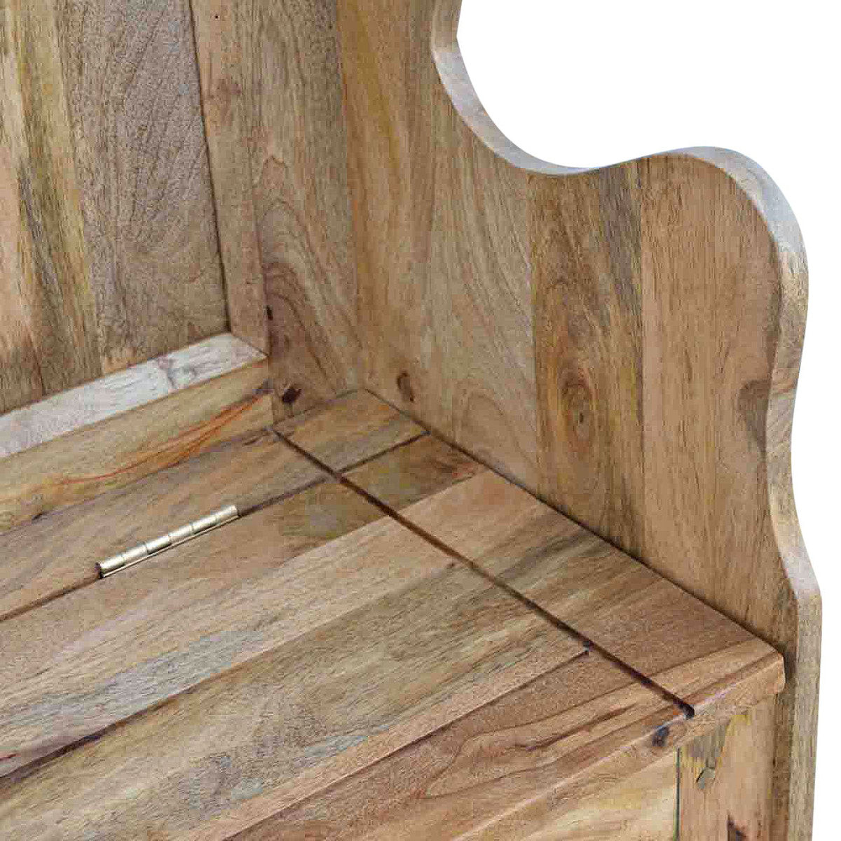Large Monks Storage Bench | Oak Solid Mango Wood Hidden Storage