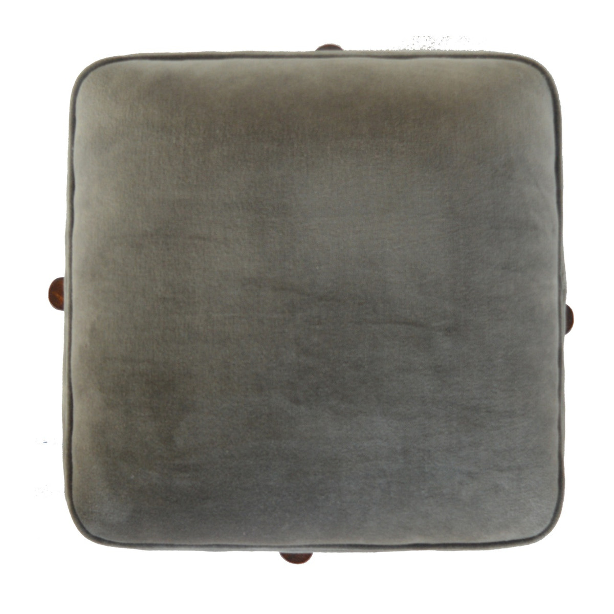 Solid Wood Grey Velvet Footstool | Cotton Velvet
