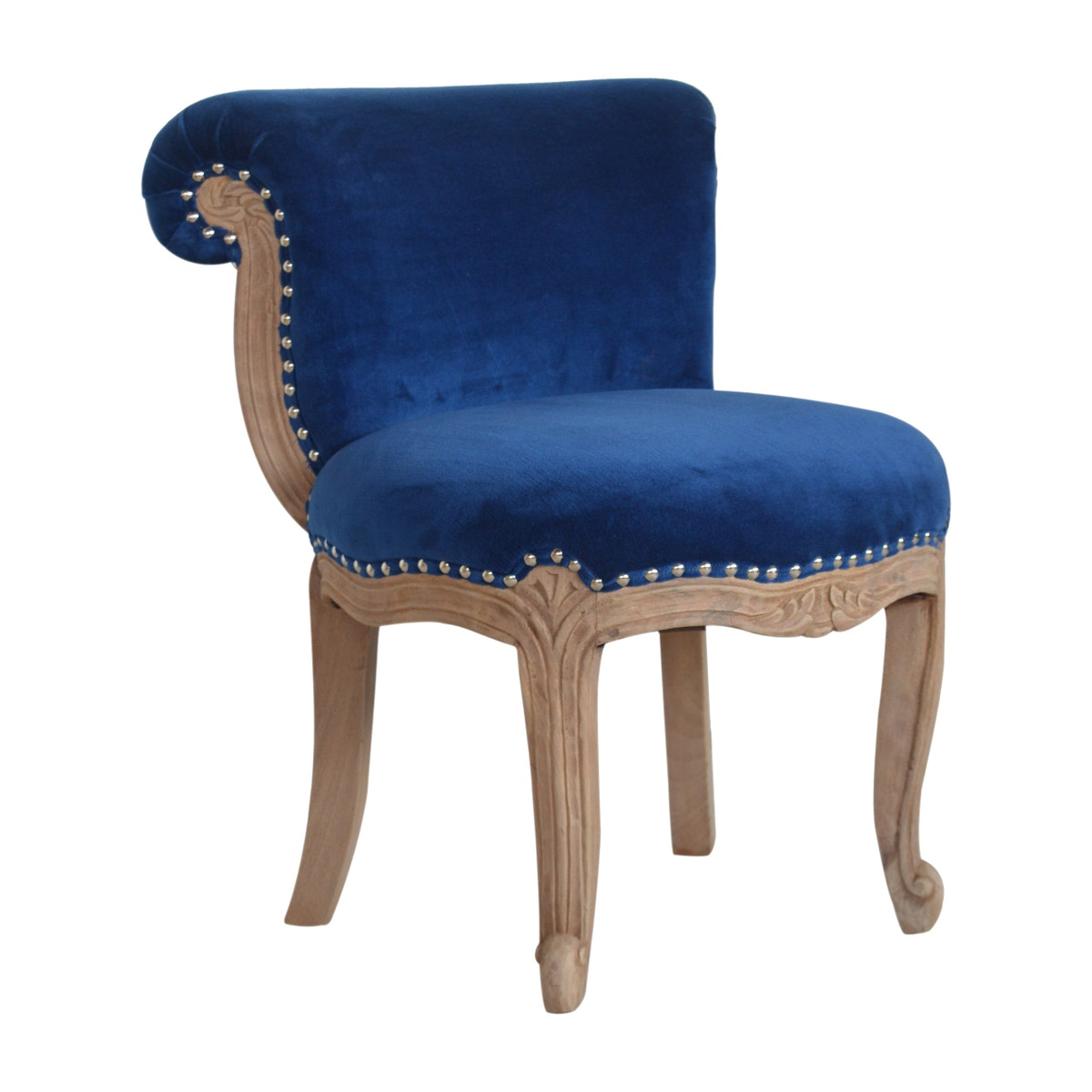 Royal Blue Studded Chair | Cotton Velvet