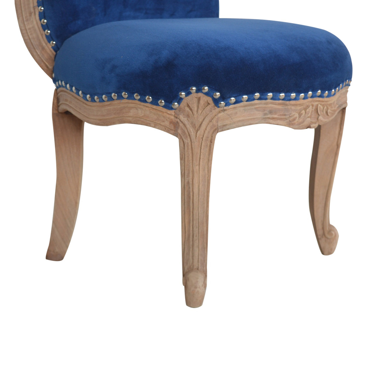 Royal Blue Studded Chair | Cotton Velvet