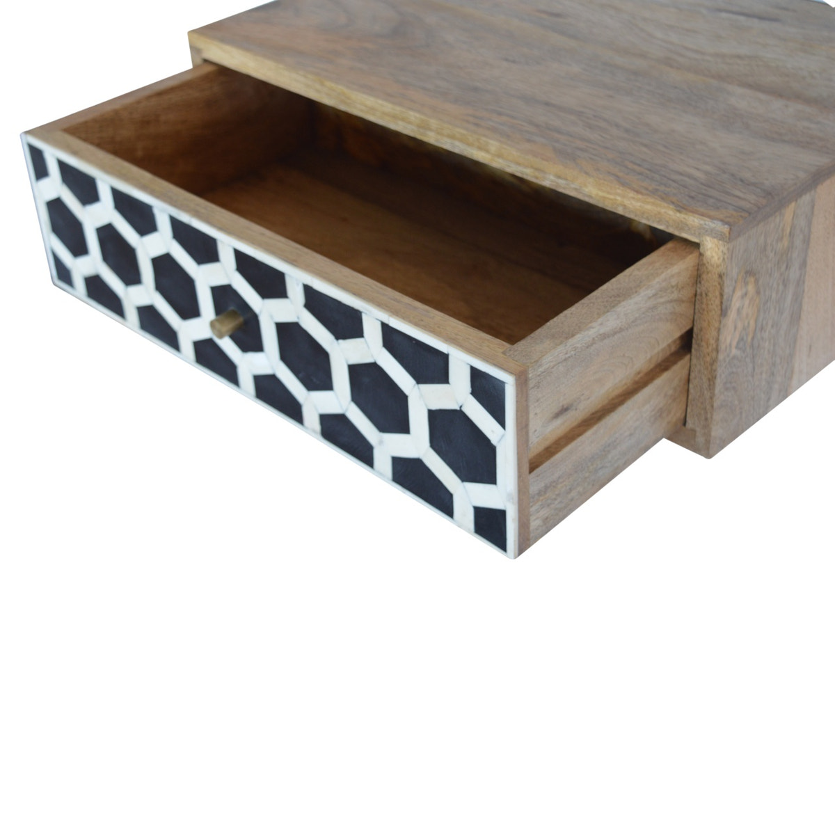 Wall Mounted Bone Inlay Bedside Table | Wall-Mounted