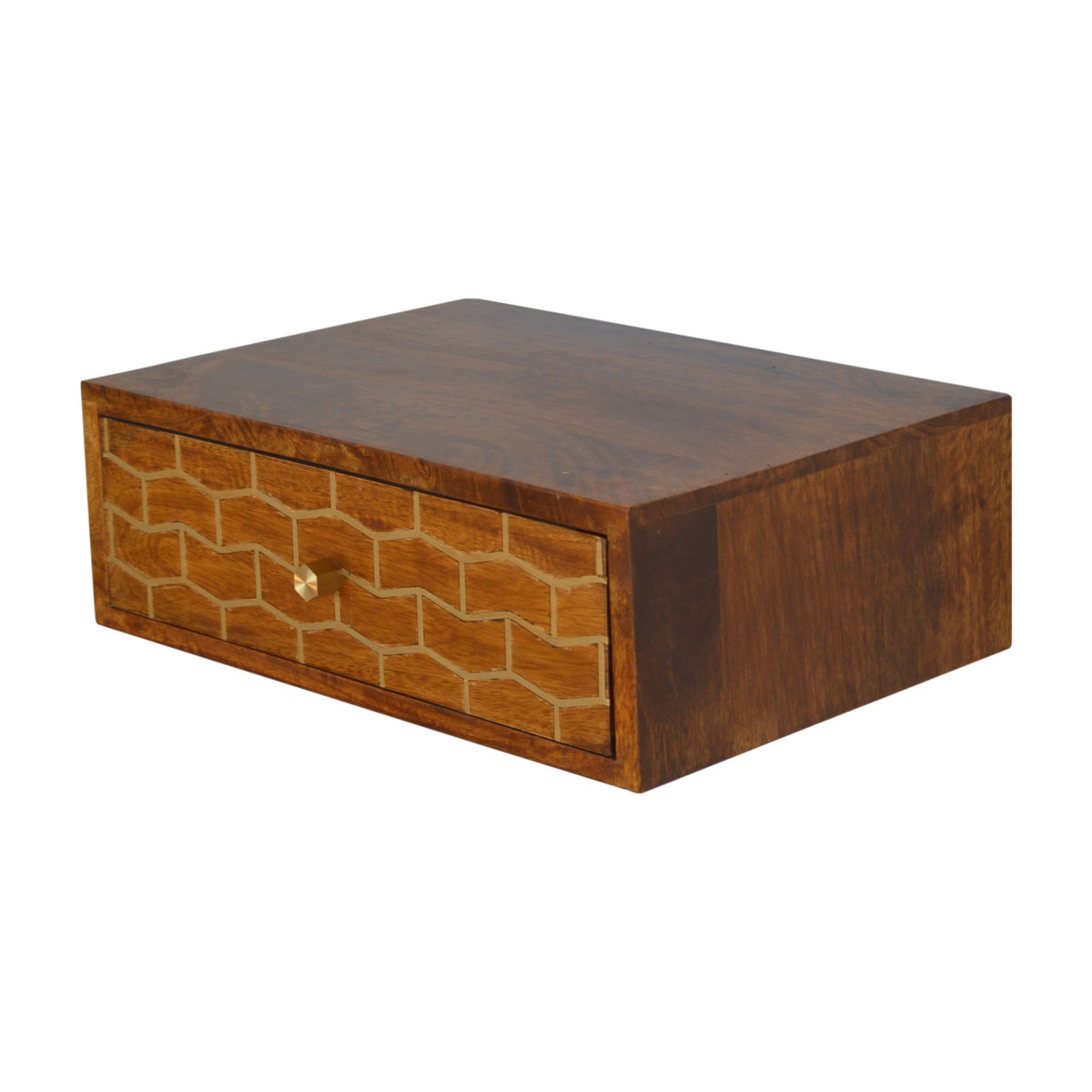 Floating Gold Art Chestnut Bedside Table