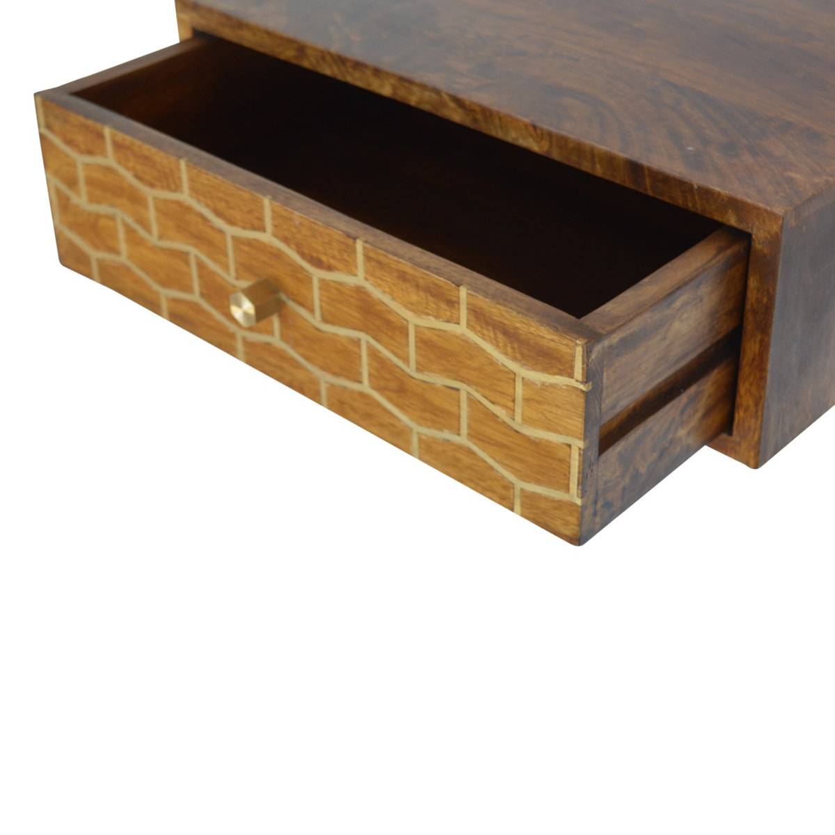 Floating Gold Art Chestnut Bedside Table