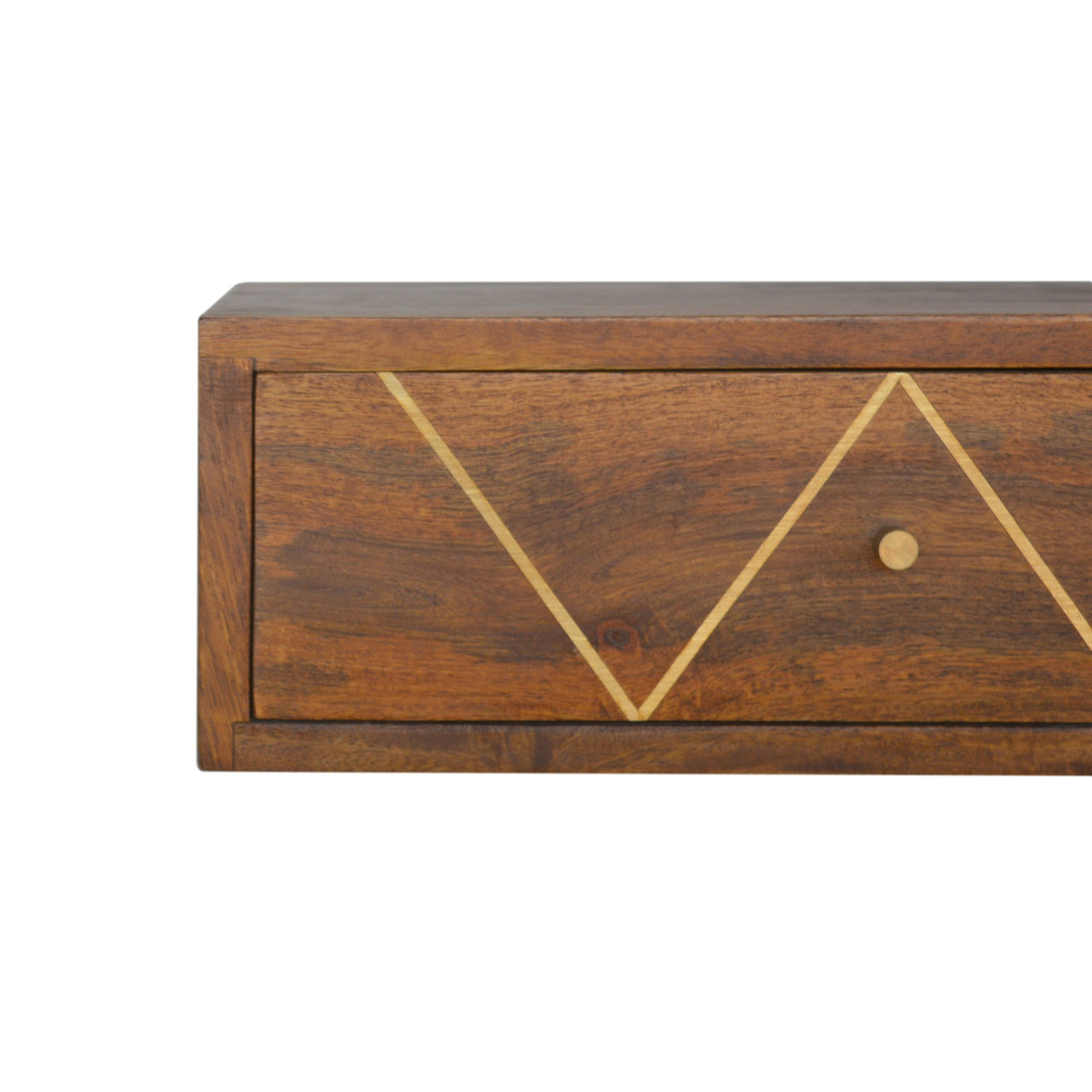 Floating Chestnut Brass Bedside Table | Wall-Mounted