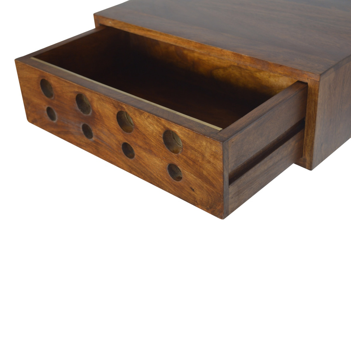 Floating Cut out Brass Bedside Table