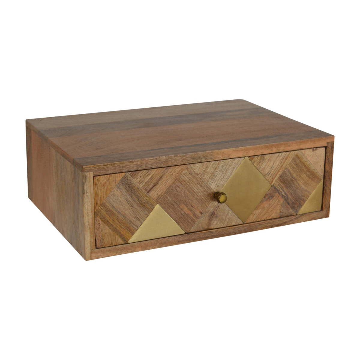 Wall Mounted Brass Inlay Bedside Table | Wall-Mounted