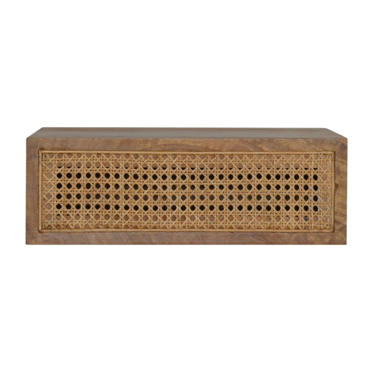 Wall Mounted Ratten Bedside Table | Oak Rattan Wall-Mounted