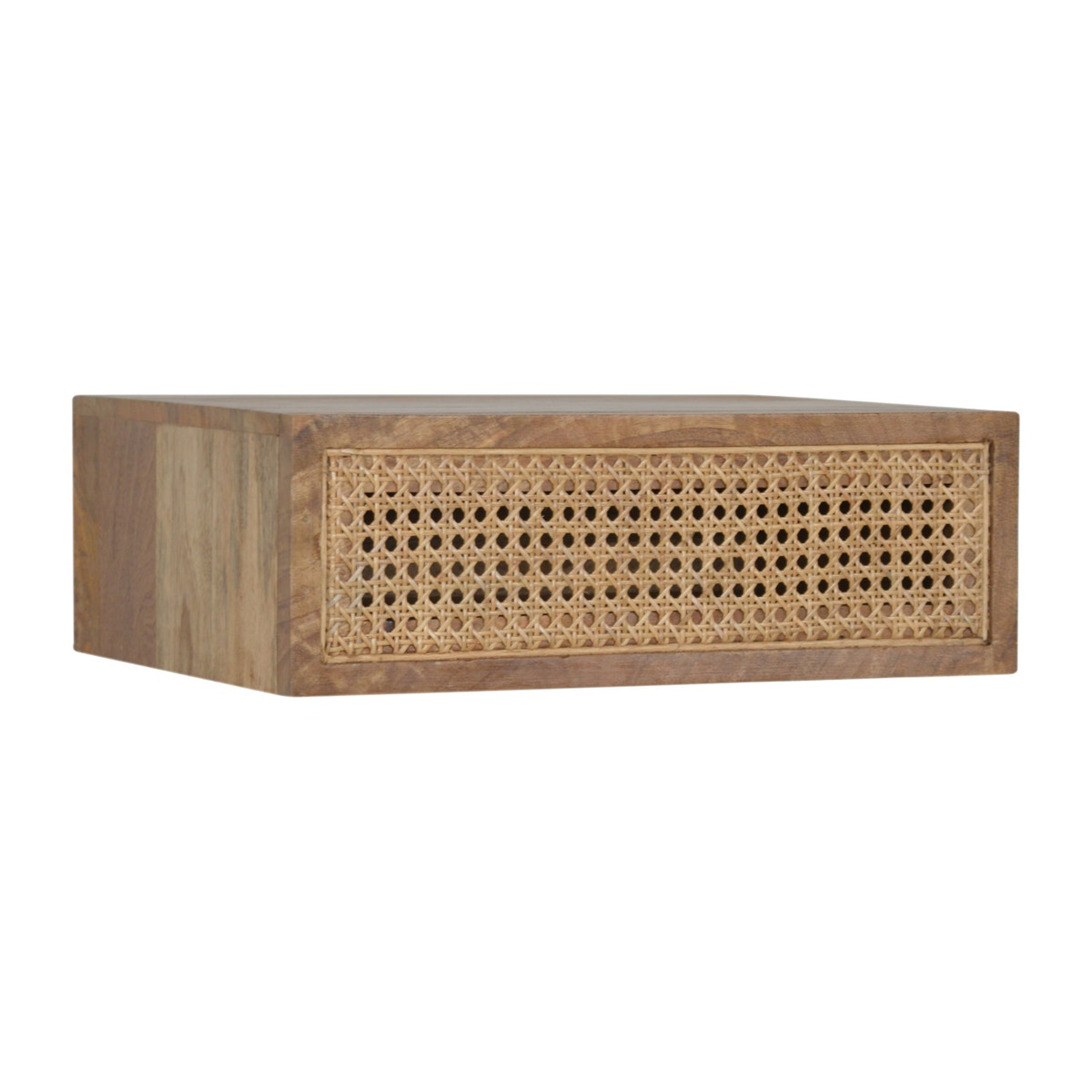 Wall Mounted Ratten Bedside Table | Oak Rattan Wall-Mounted