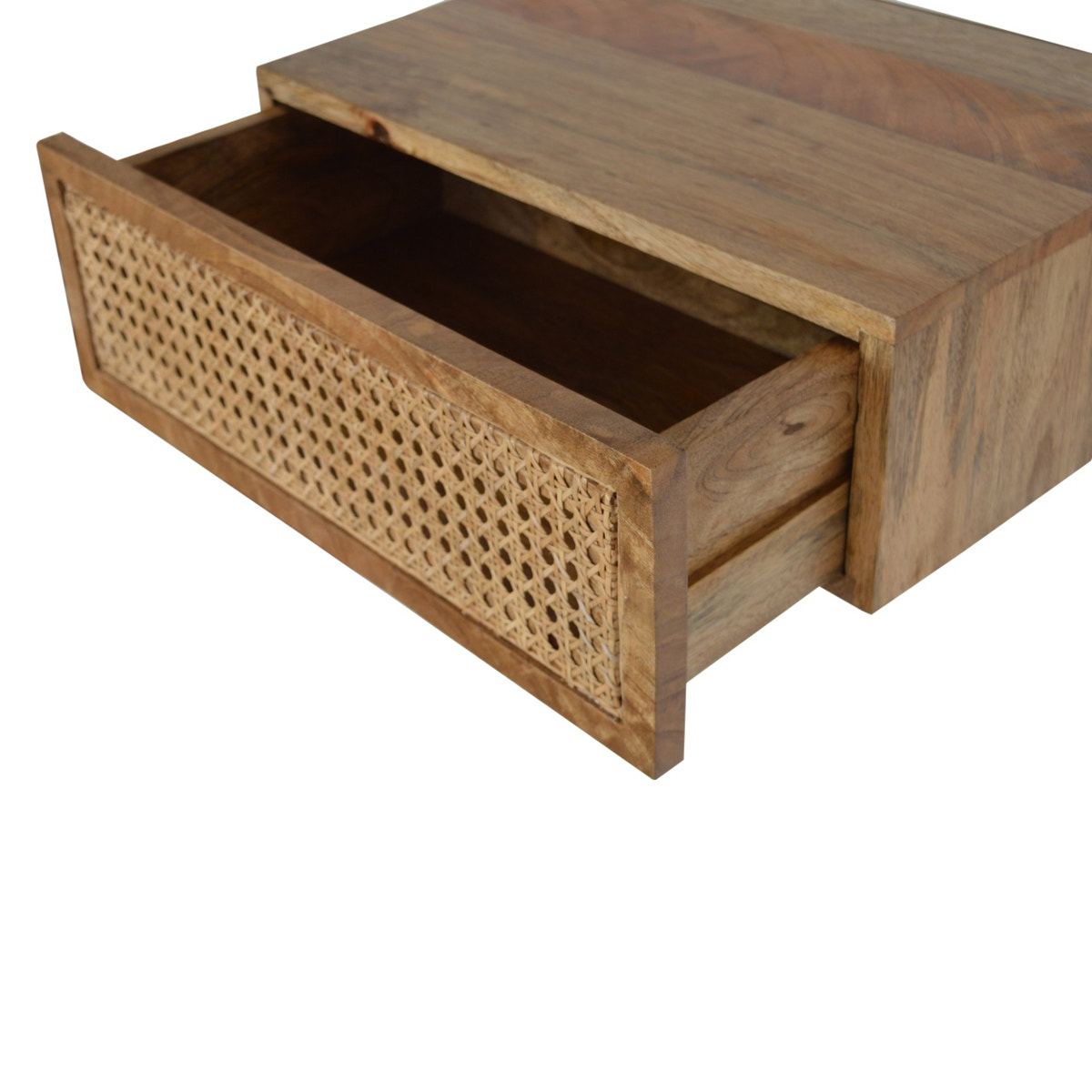 Wall Mounted Ratten Bedside Table | Oak Rattan Wall-Mounted