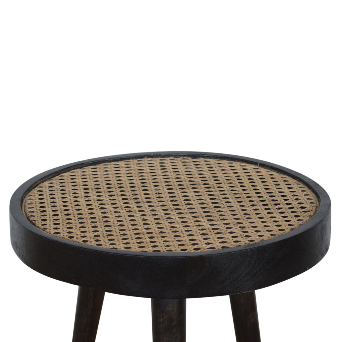 Carbon Black Rattan End Table Accent Piece