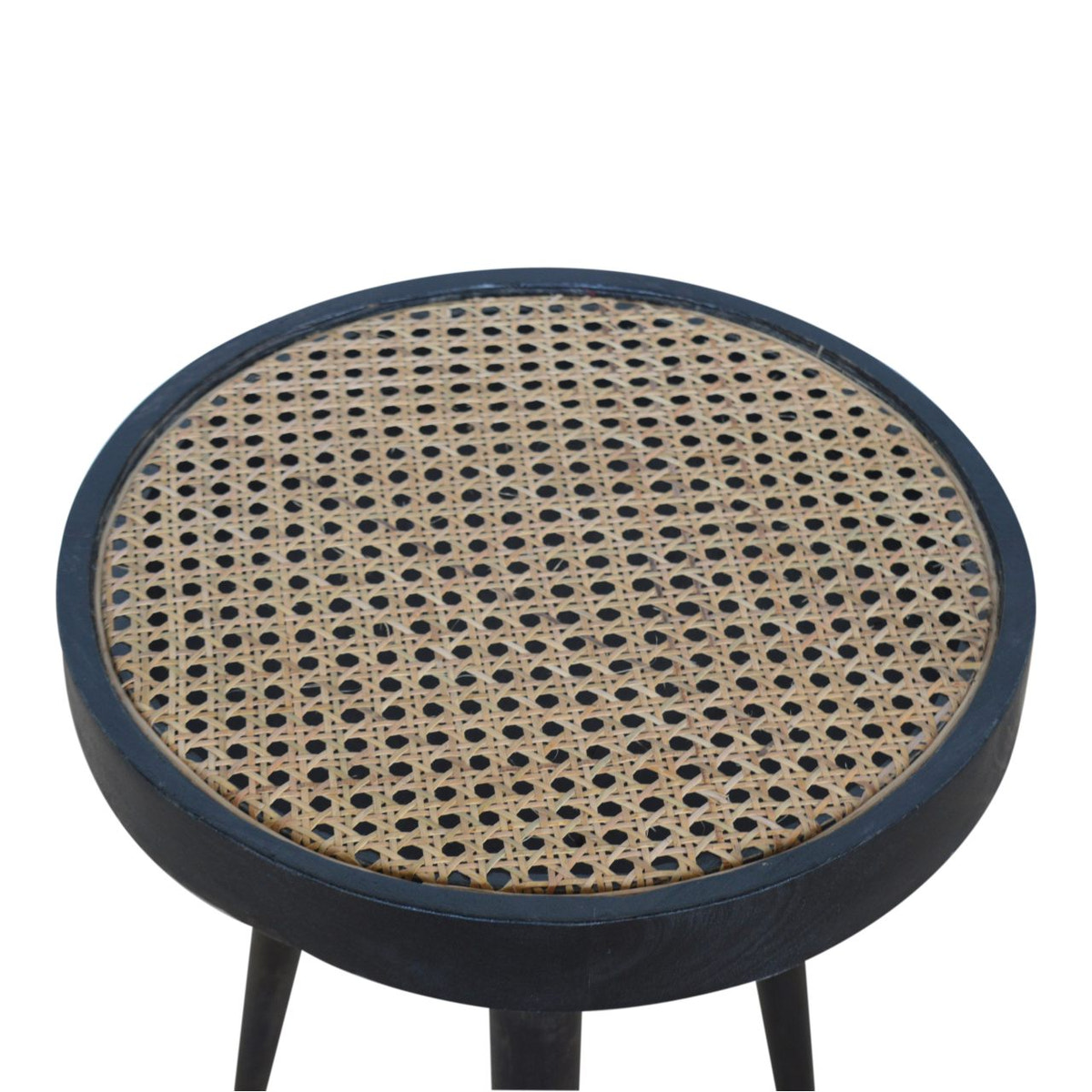 Carbon Black Rattan End Table Accent Piece