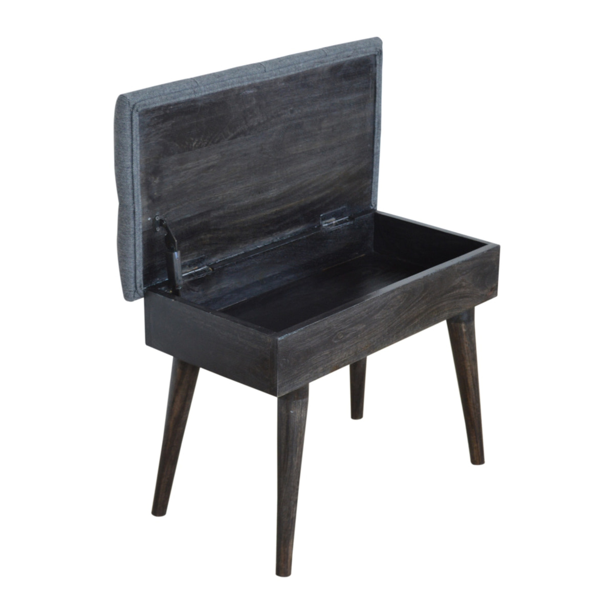 Black Tweed Storage Bench | Hidden Storage