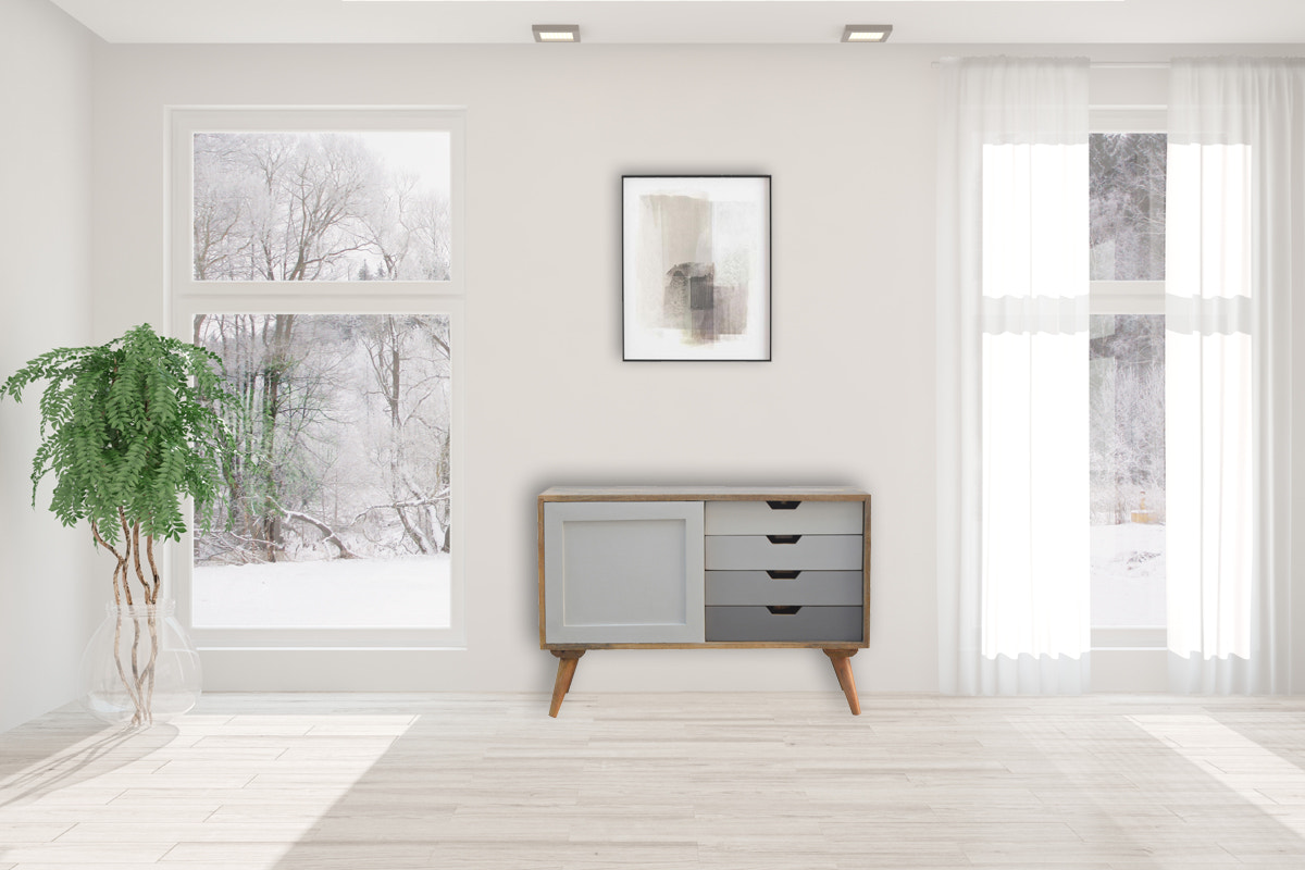 Grey Gradient Sliding Sideboard Chest of Drawers