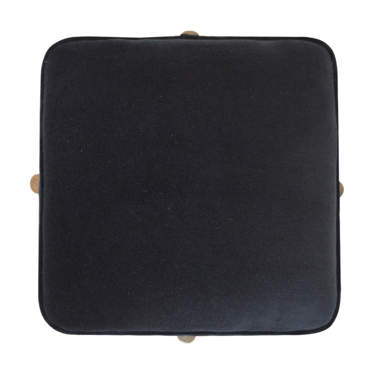 Black Velvet Solid Wood Footstool | Cotton Velvet