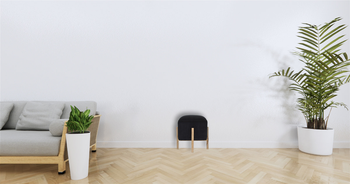 Black Velvet Solid Wood Footstool | Cotton Velvet