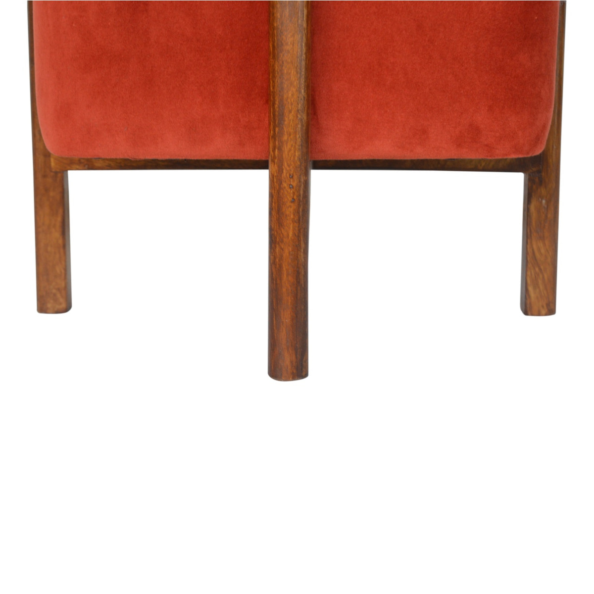 Brick Velvet Solid Wood Footstool | Cotton Velvet
