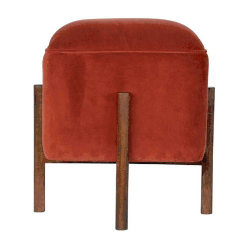 Brick Velvet Solid Wood Footstool | Cotton Velvet
