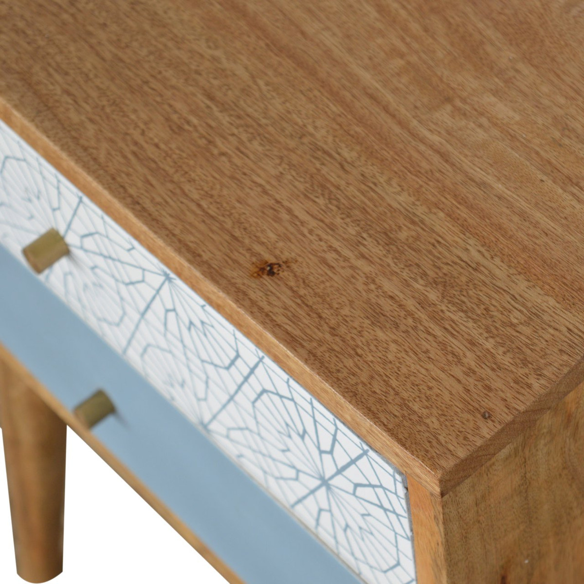 Blue Patterned Bedside Table