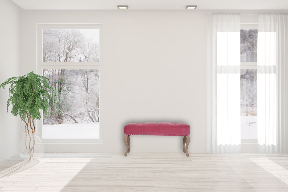 French Style Pink Velvet Bench