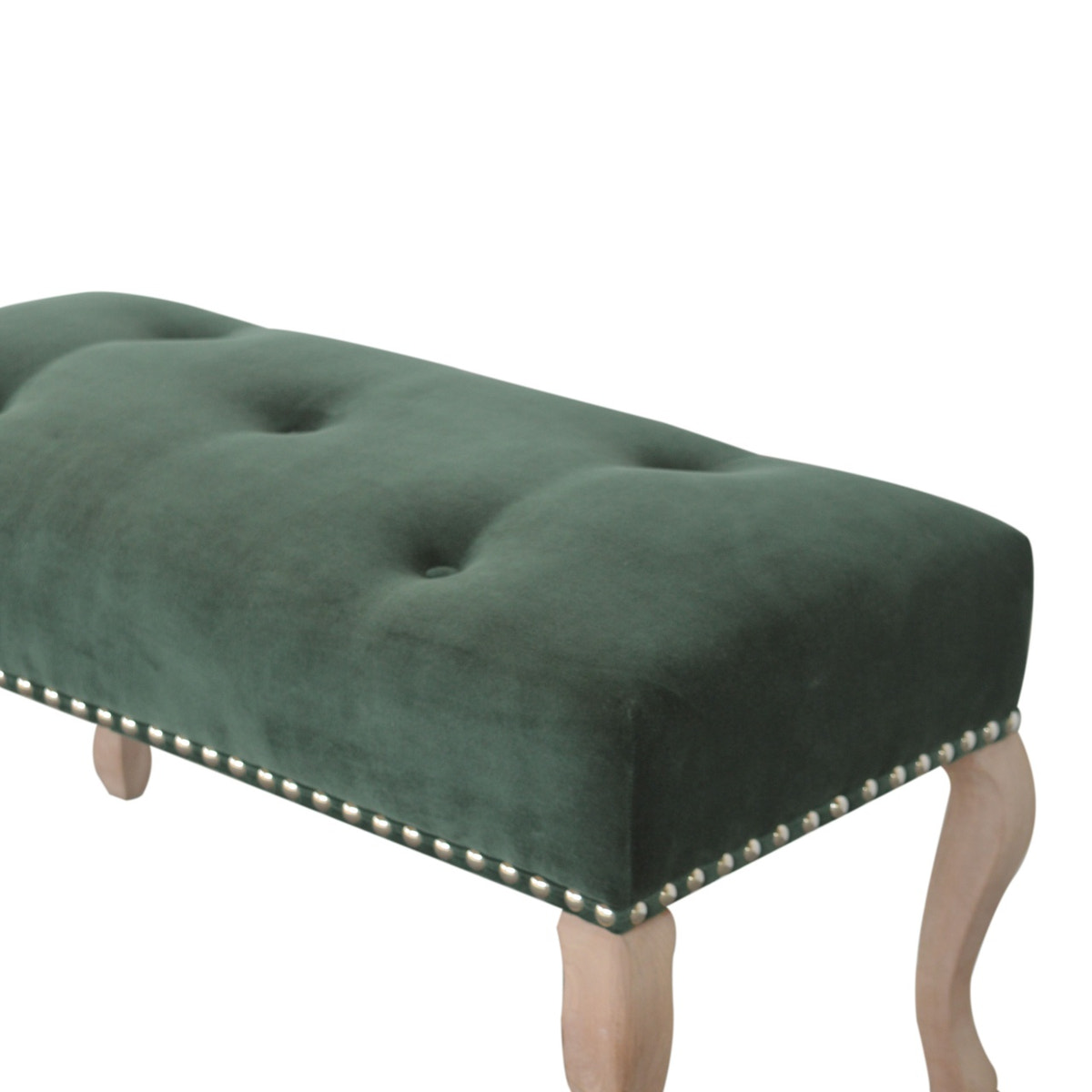 French Style Emerald Velvet Bench | Cotton Velvet