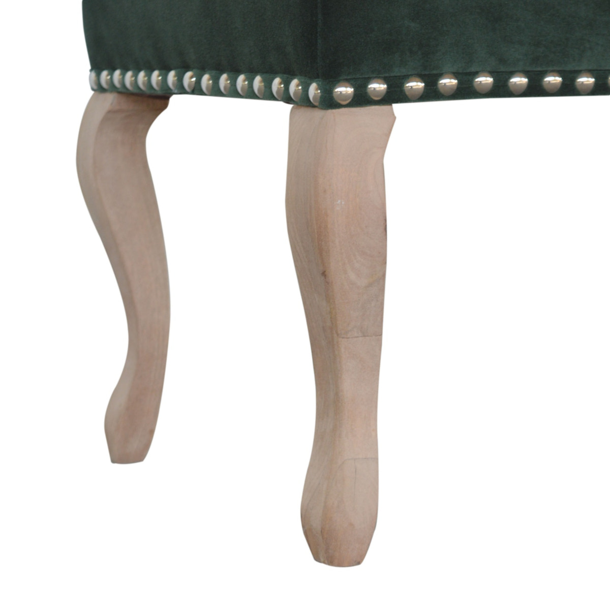 French Style Emerald Velvet Bench | Cotton Velvet