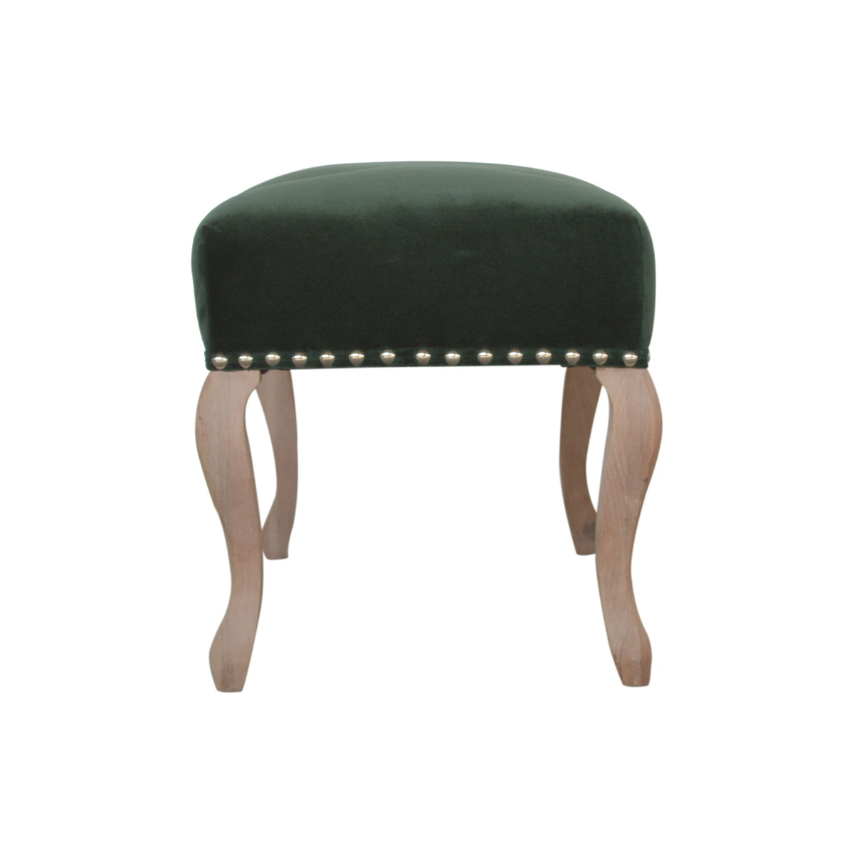 French Style Emerald Velvet Bench | Cotton Velvet