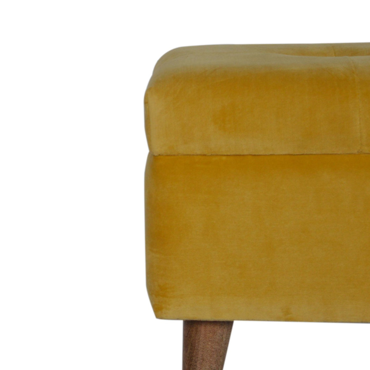 Mustard Velvet Storage Footstool | Cotton Velvet Hidden Storage