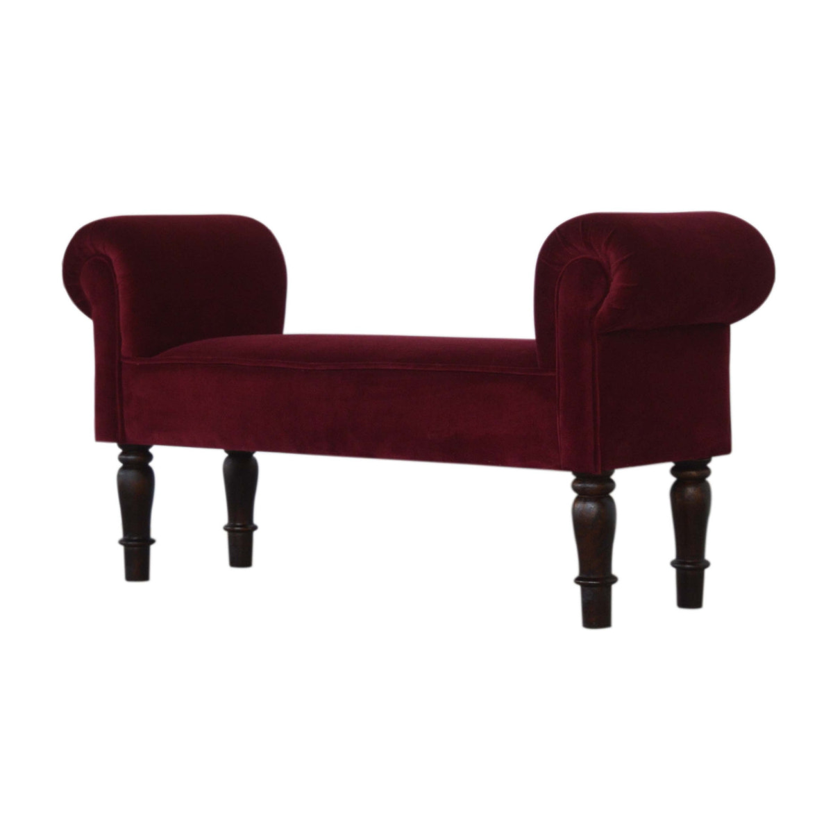 Wine Red Velvet Bench | Cotton Velvet