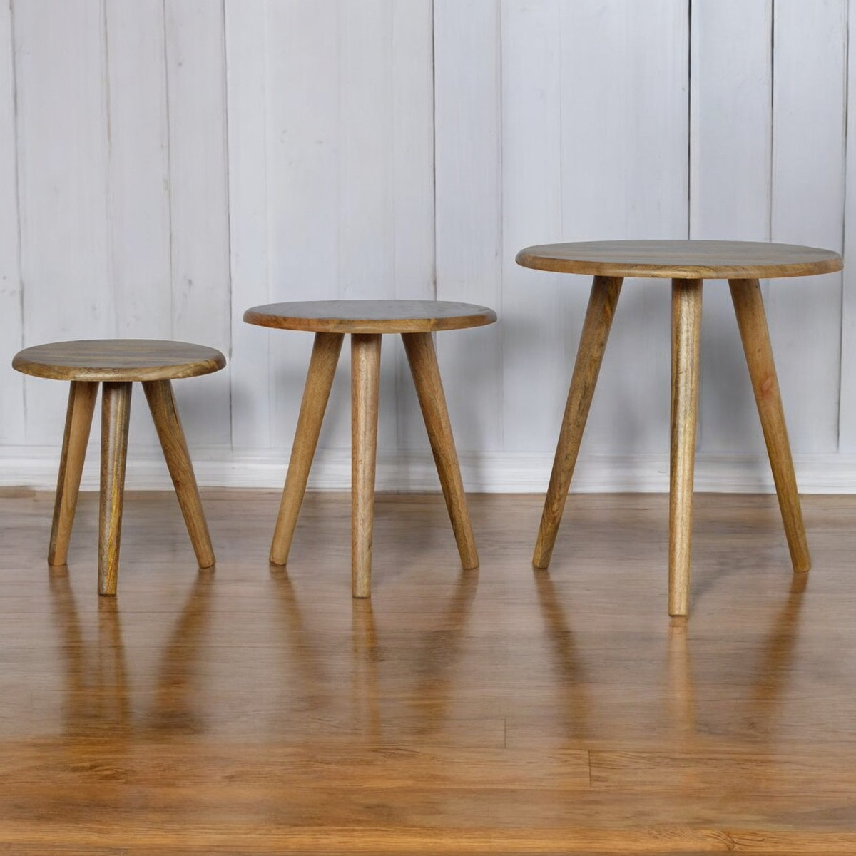 Oak-ish Nordic Nesting Stools Footstool