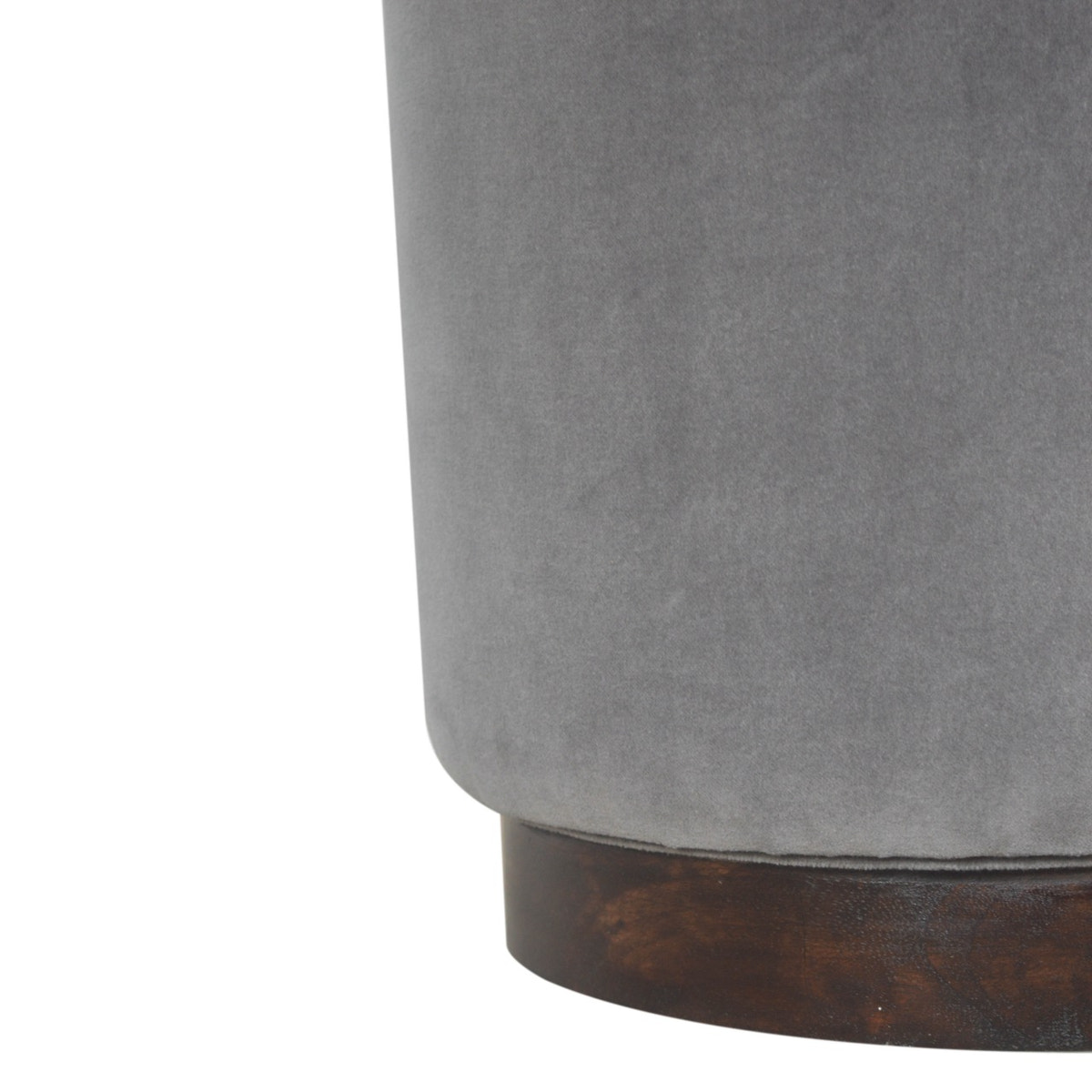 Grey Velvet Wooden Footstool | Cotton Velvet