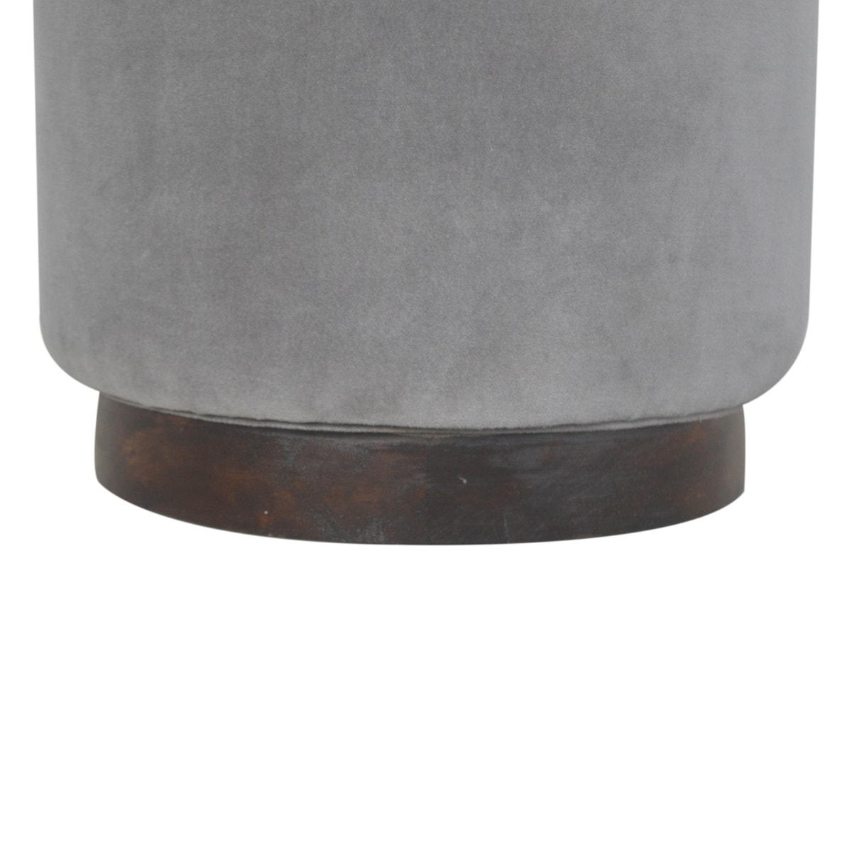 Grey Velvet Wooden Footstool | Cotton Velvet