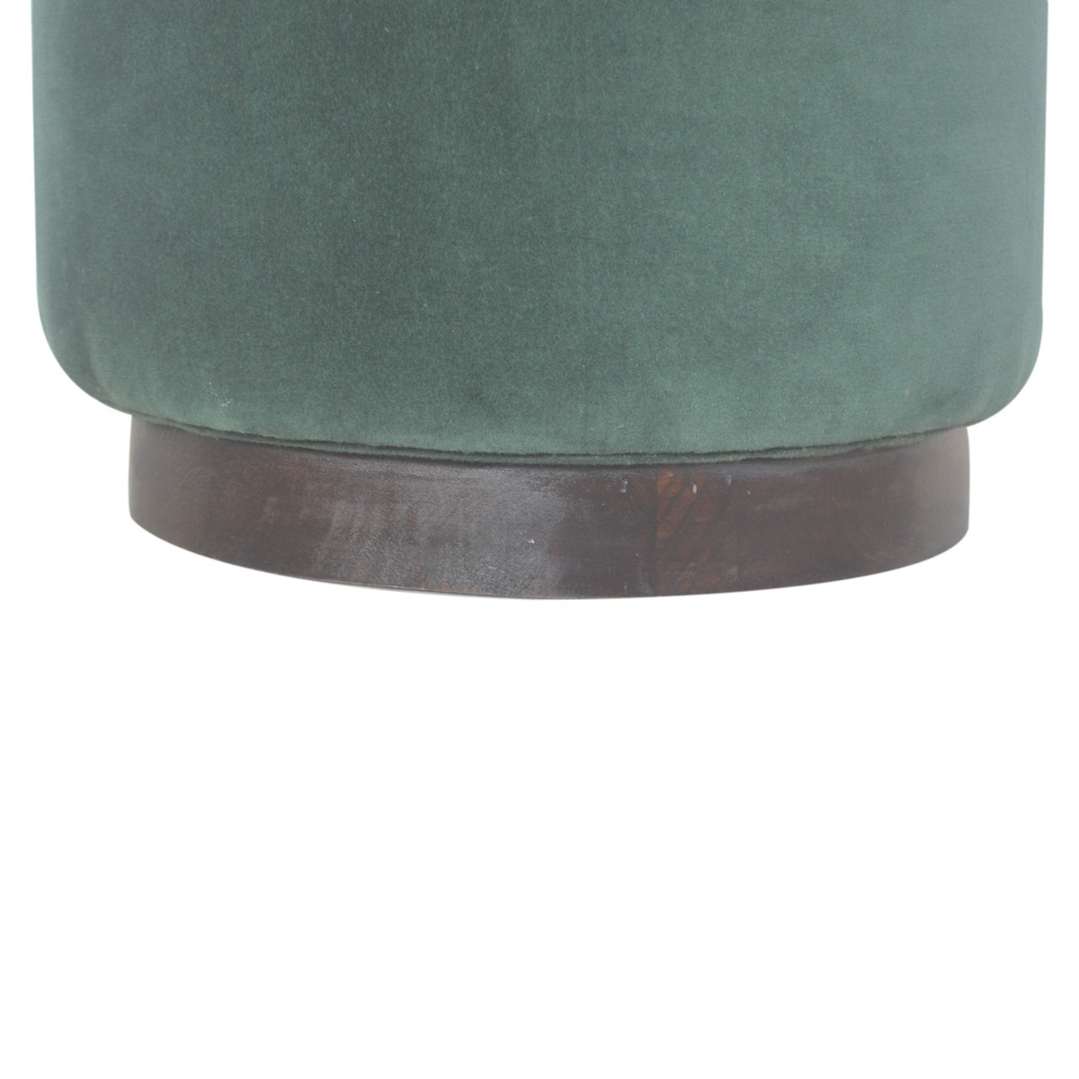 Emerald Footstool with Wood Base | Velvet