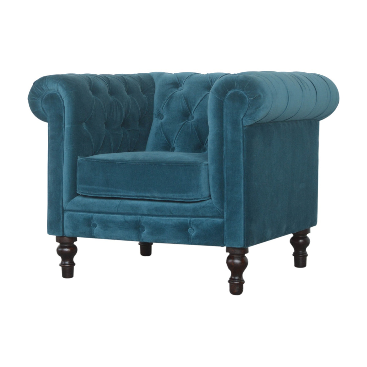 Teal Velvet Chesterfield Armchair