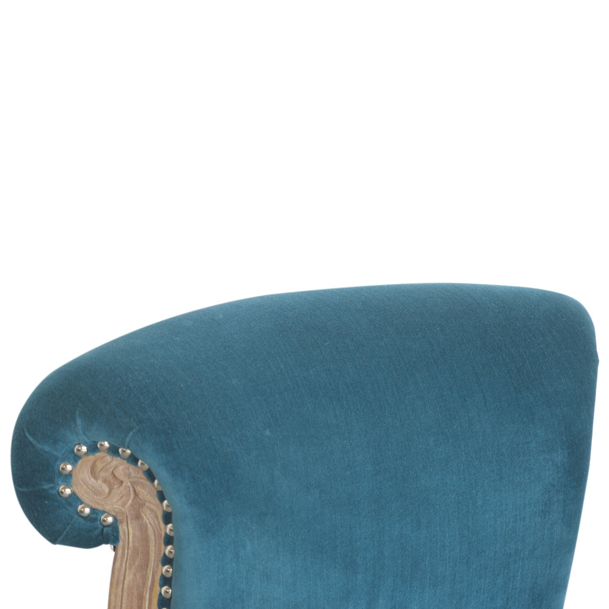 Teal Velvet Studded Chair | Cotton Velvet